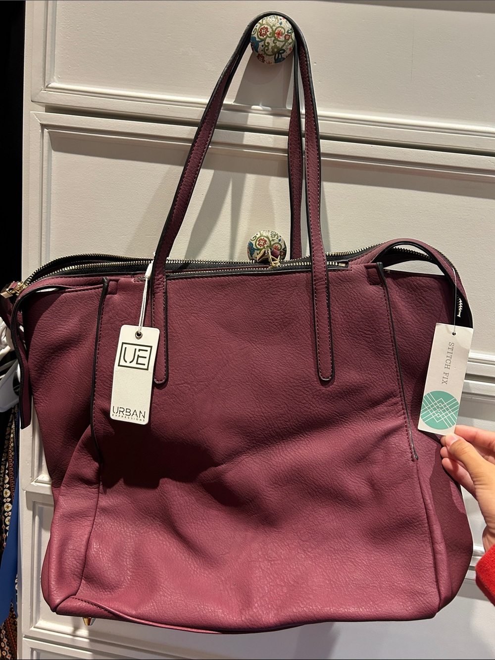 Urban Expressions Berry Leather Tote in Plum